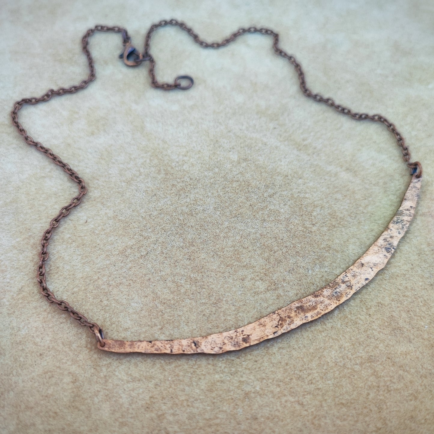 Dainty Curved Bar Copper Necklace