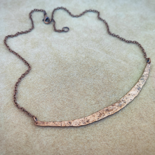Dainty Curved Bar Copper Necklace