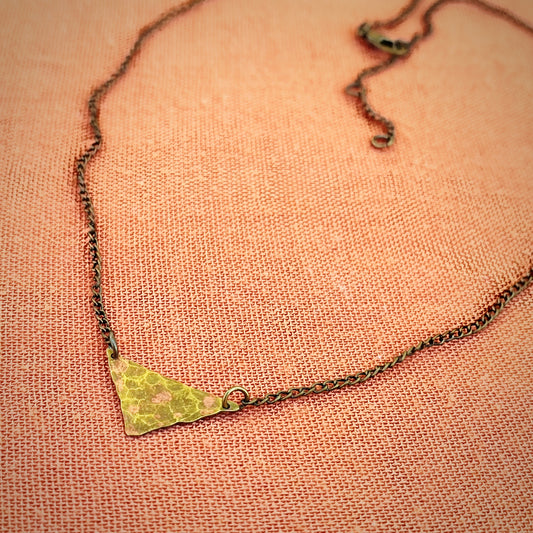 Triangle Hammered Brass Necklace