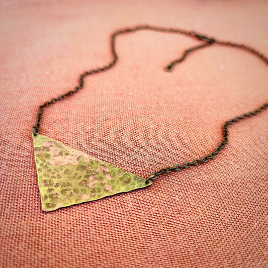 Triangle Hammered Brass Necklace